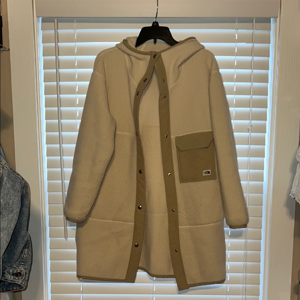 The North Face Cream Teddy Jacket with Hood